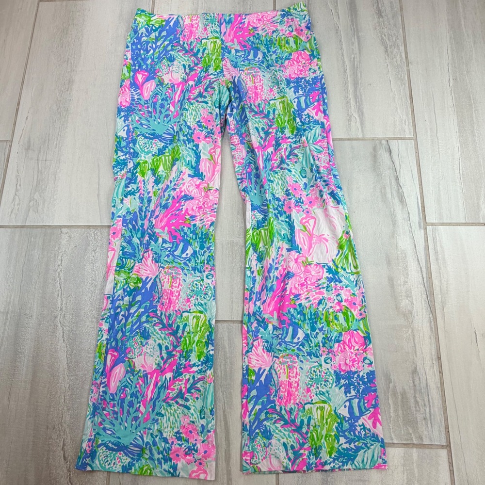 Lilly Pulitzer Georgia May Palazzo Pants Fished My Wish Coral Fish Print Large